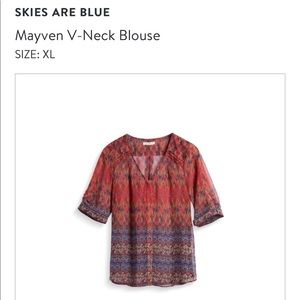 Skies are Blue Mayven V-Neck Blouse XL BNWT